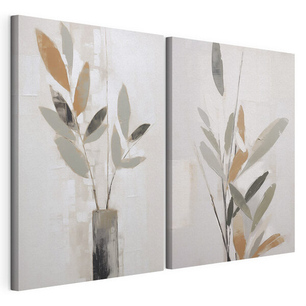 Impression sur toile modulaire Peinture représentant une plante dans un vase
