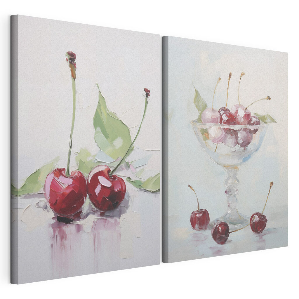 Tableau représentant des cerises dans un verre Tableau représentant des cerises dans un verre