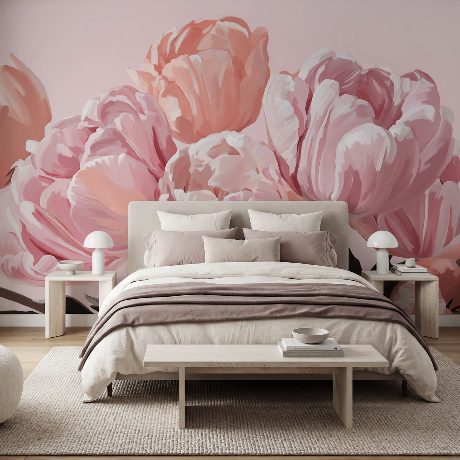 Des tulipes rose pâle en pleine floraison