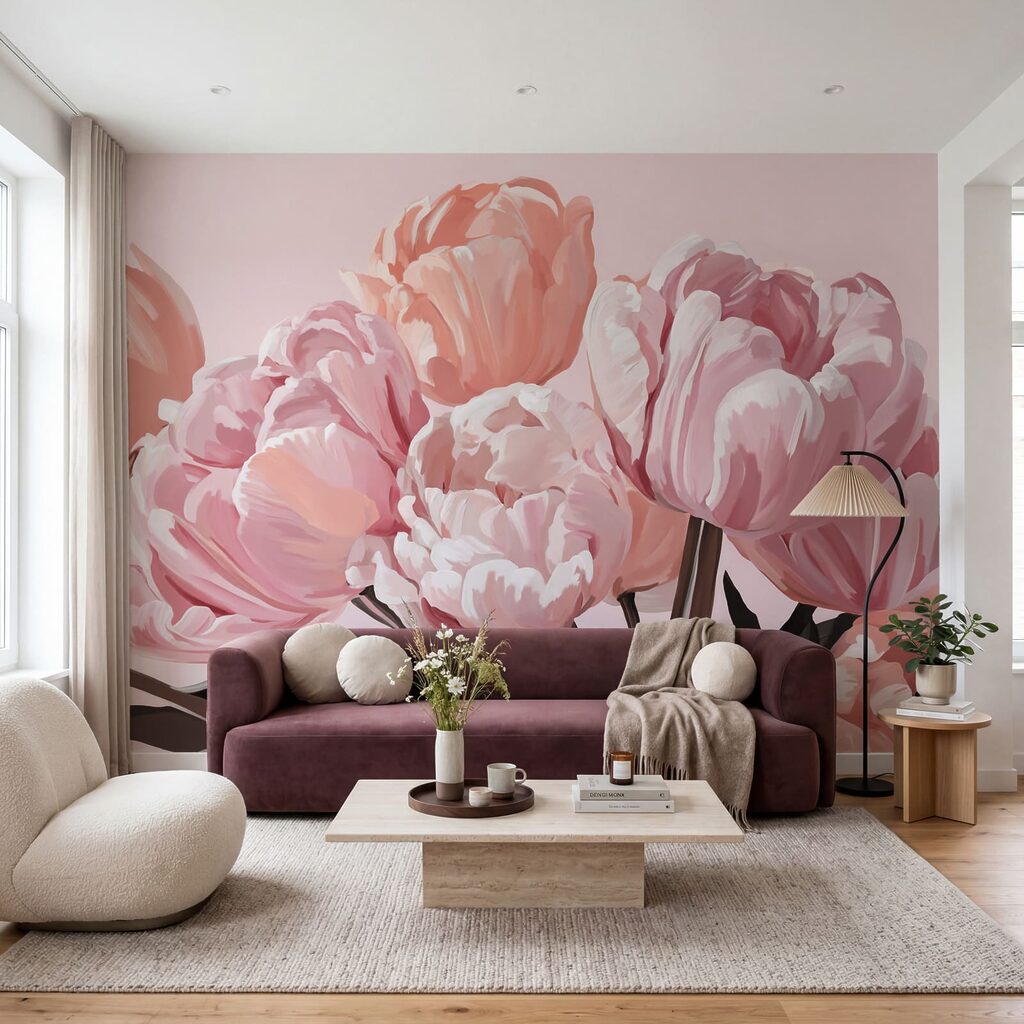 Des tulipes rose pâle en pleine floraison
