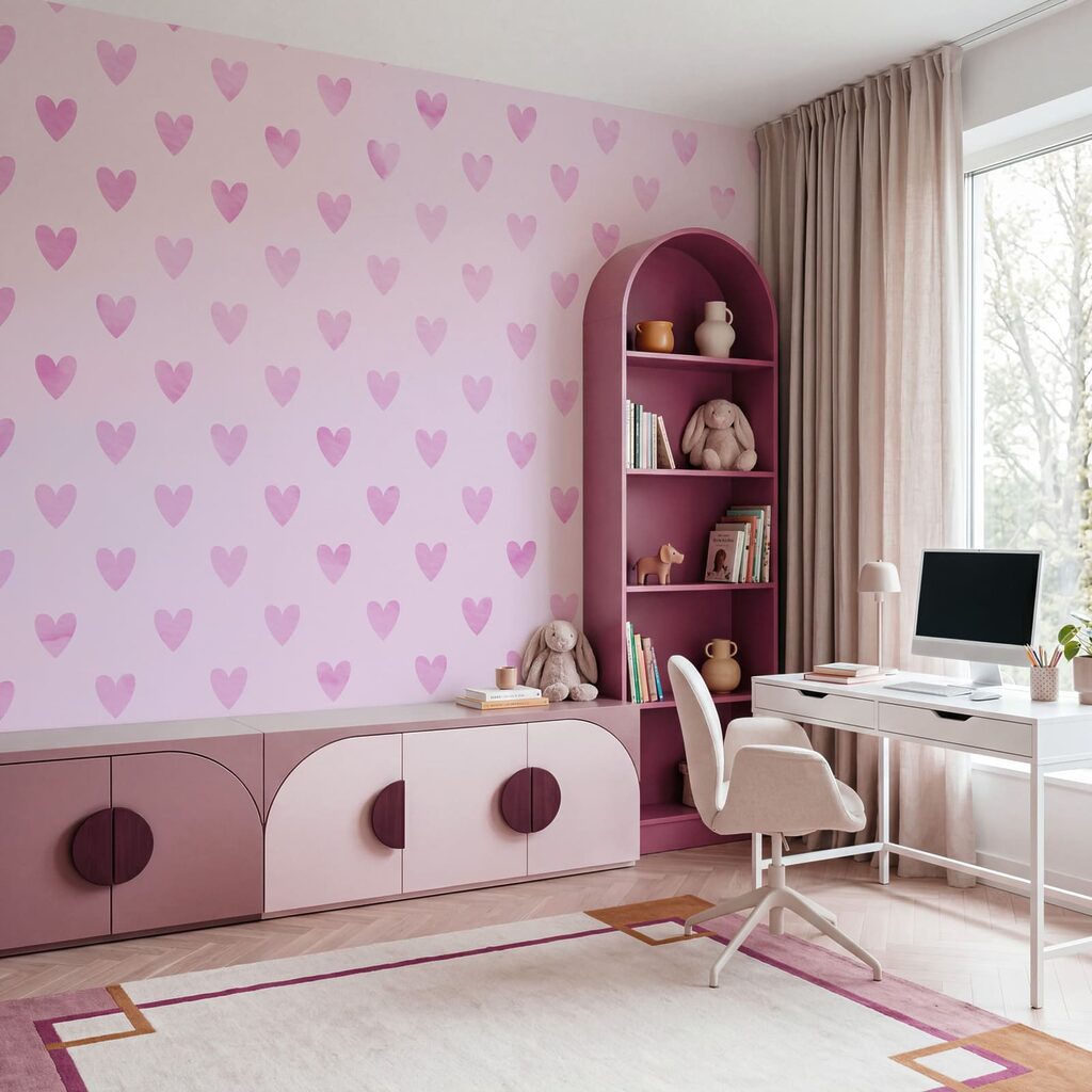 Des cœurs roses sur fond rose