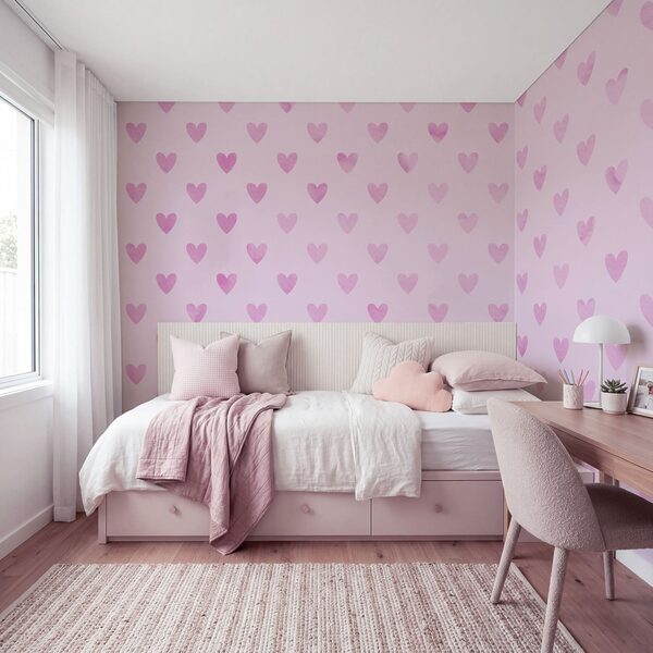 Des cœurs roses sur fond rose