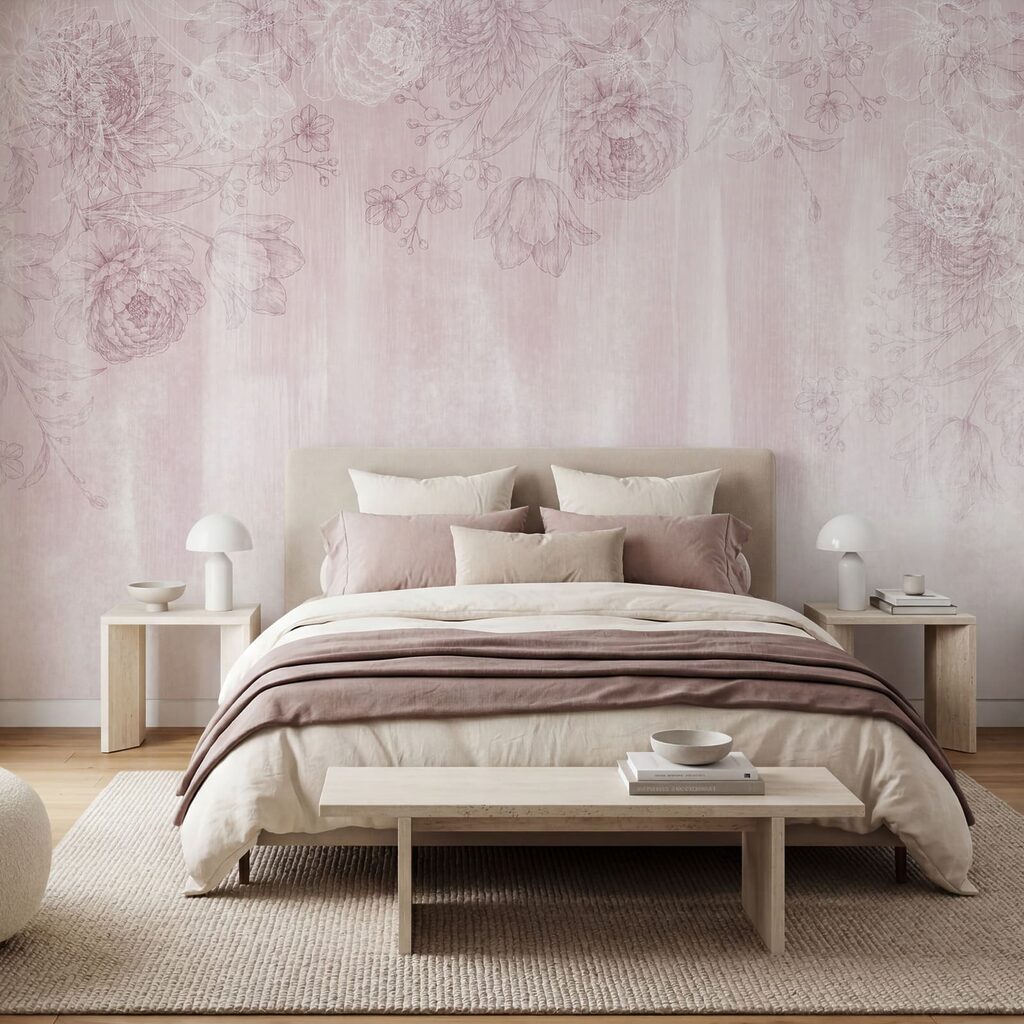 Motif floral rose et blanc