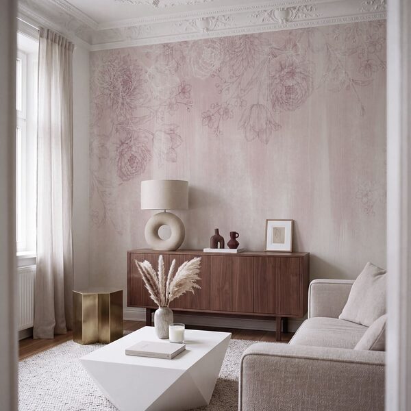 Motif floral rose et blanc