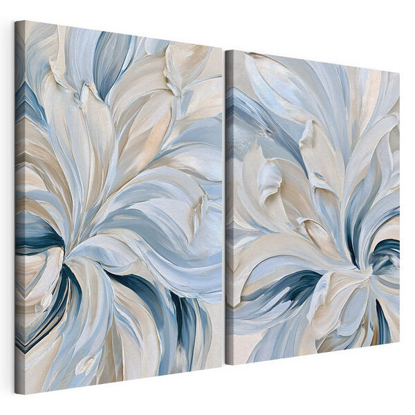 - Des nuances de bleu douces et tourbillonnantes Impression sur toile modulaire - Des nuances de bleu douces et tourbillonnantes
