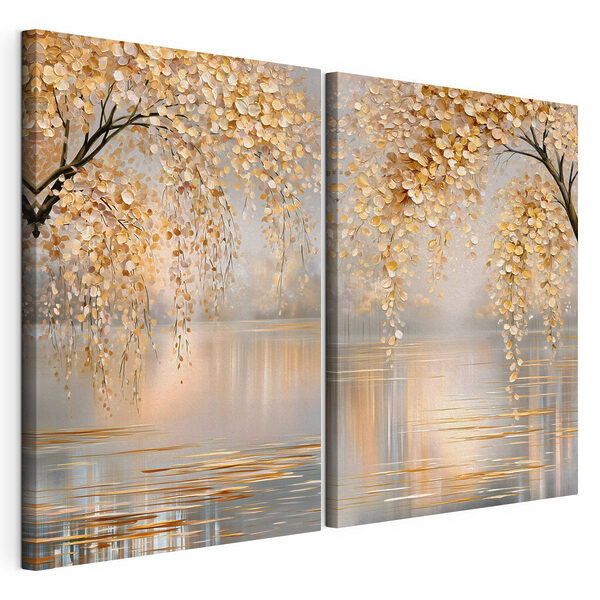 Arbre aux feuilles jaunes Impression sur toile modulaire Arbre aux feuilles jaunes