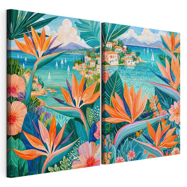 Collage de fleurs et de plantes Impression sur toile modulaire Collage de fleurs et de plantes