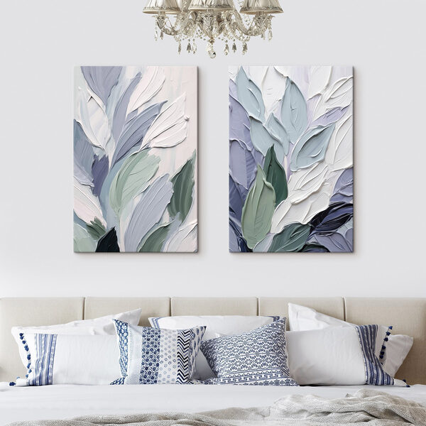 Abstract leaves in soft color palette