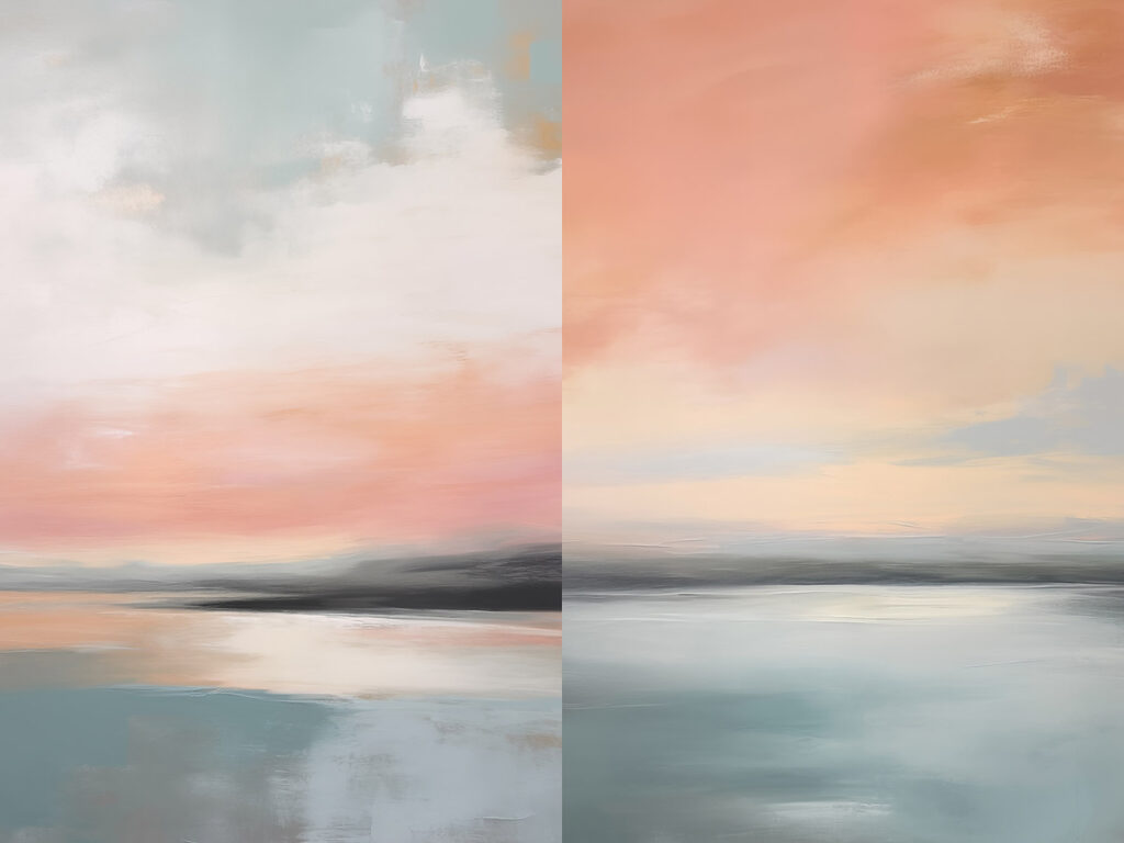 Painting of a sunset over a lake Painting of a sunset over a lake