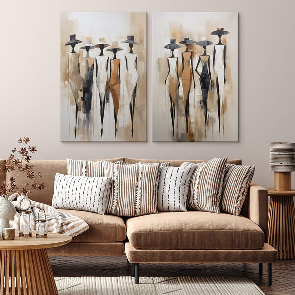 Painting of women in dresses and hats