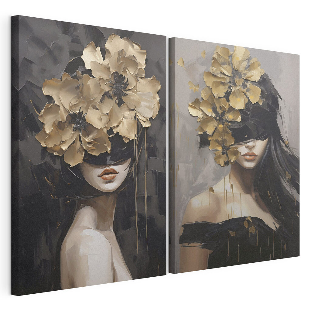 Painting of a woman with flowers on her head