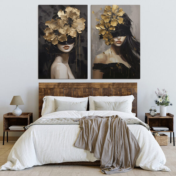 Painting of a woman with flowers on her head