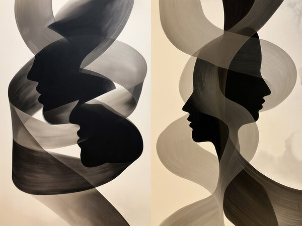 Couple of black and white faces