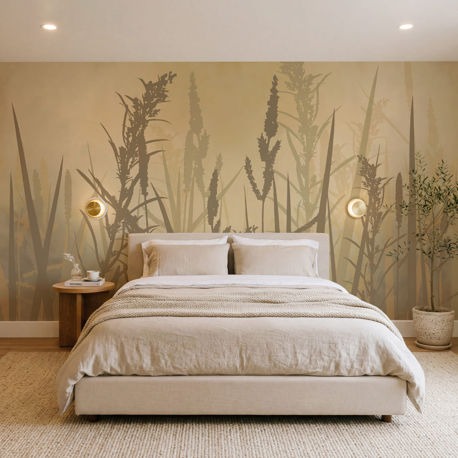 De hautes herbes dans un champ brumeux De hautes herbes dans un champ brumeux