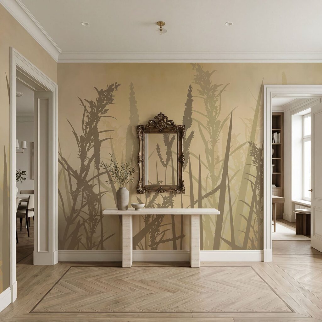De hautes herbes dans un champ brumeux De hautes herbes dans un champ brumeux