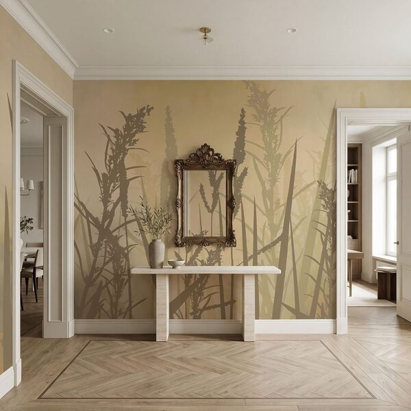 De hautes herbes dans un champ brumeux De hautes herbes dans un champ brumeux