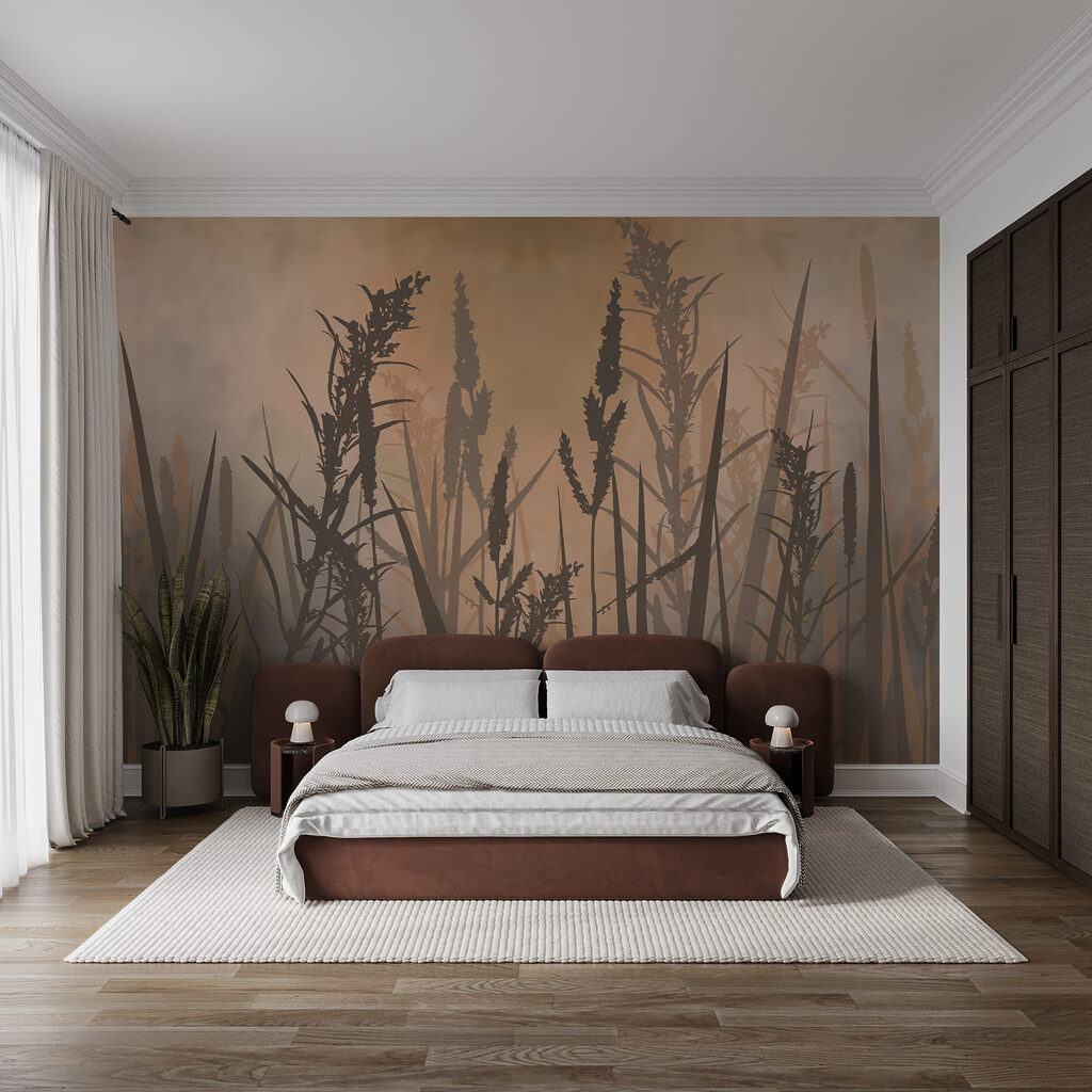 De hautes herbes dans un champ brumeux De hautes herbes dans un champ brumeux
