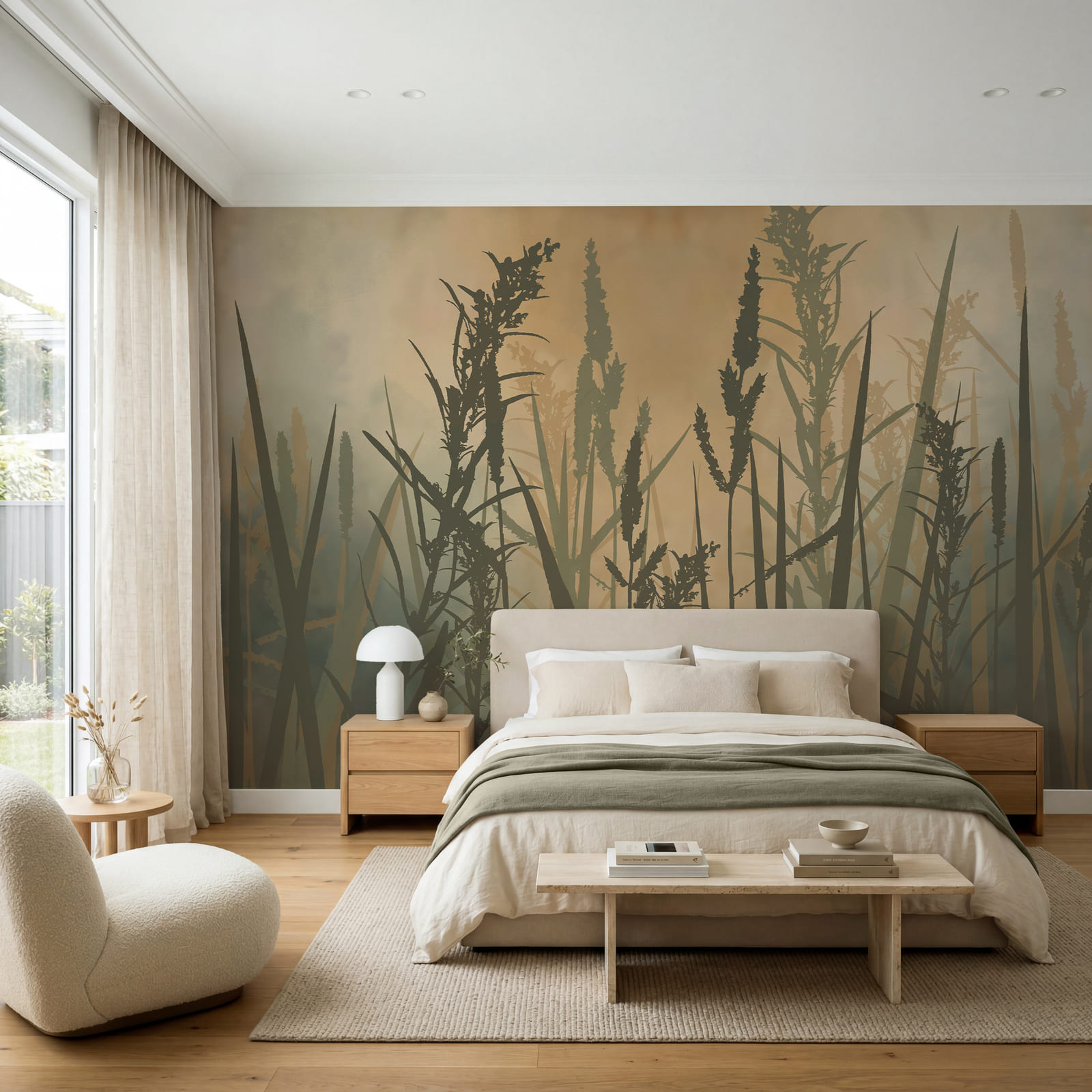 De hautes herbes dans un champ brumeux De hautes herbes dans un champ brumeux