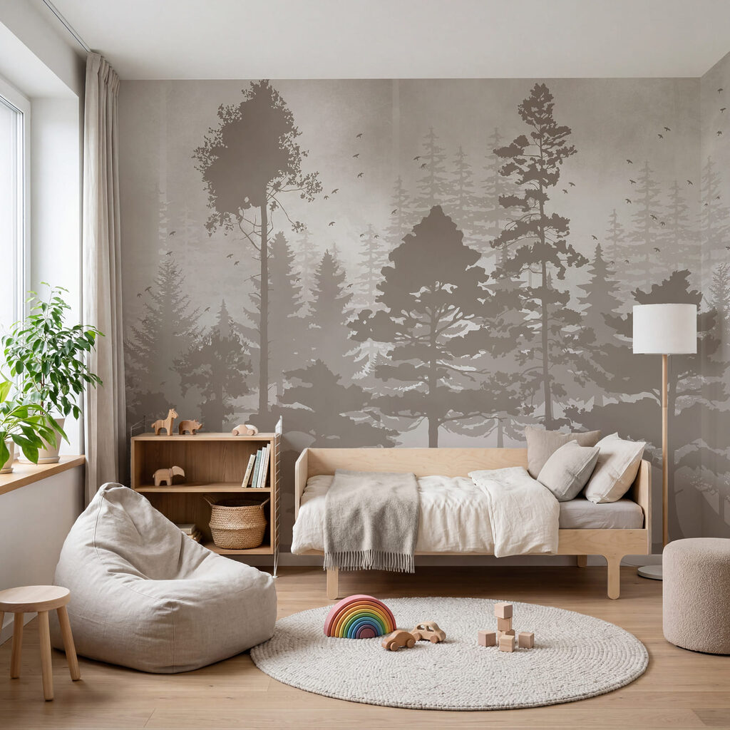 Groupe d'arbres avec des oiseaux en vol Groupe d'arbres avec des oiseaux en vol