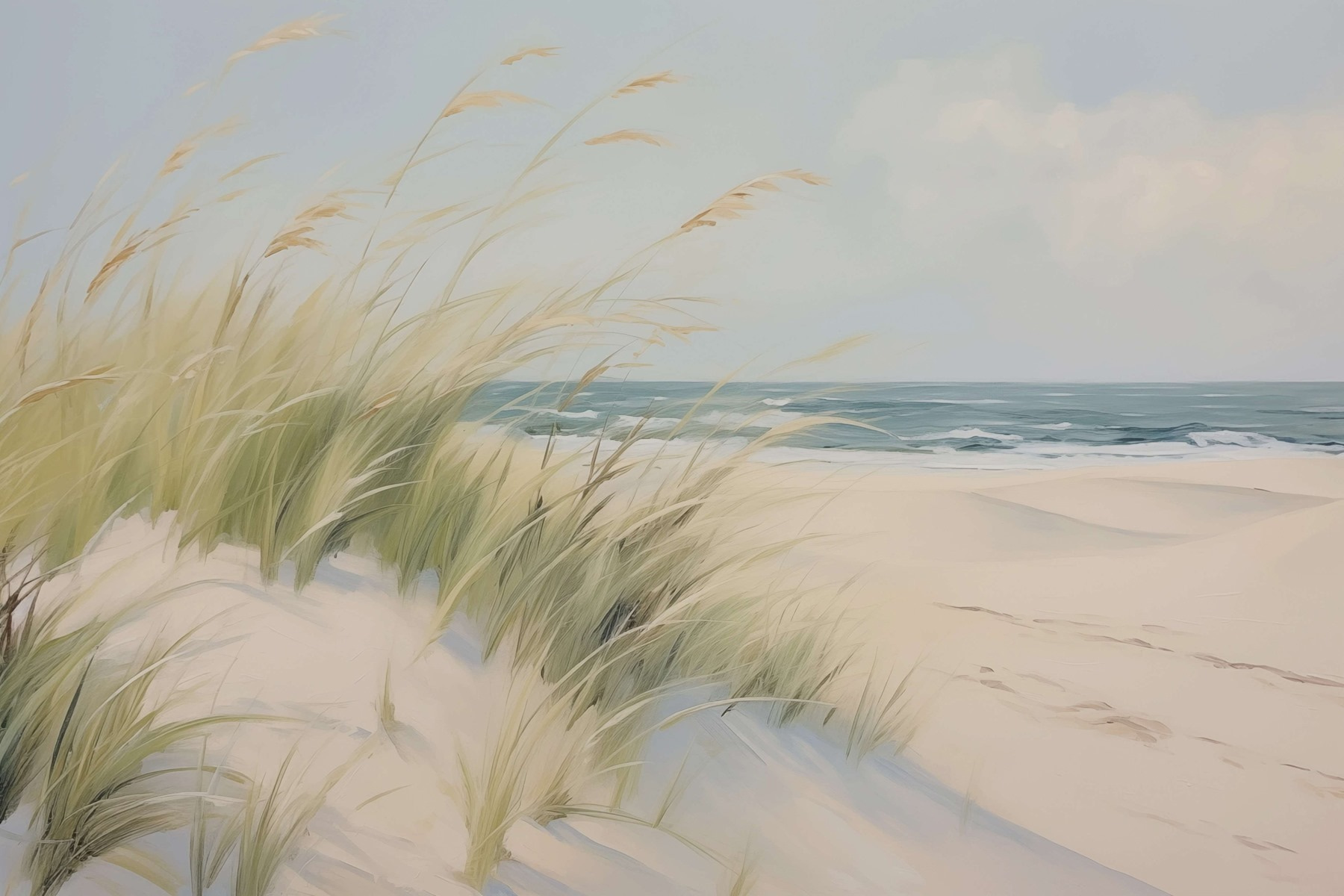 Beach with grass and sand