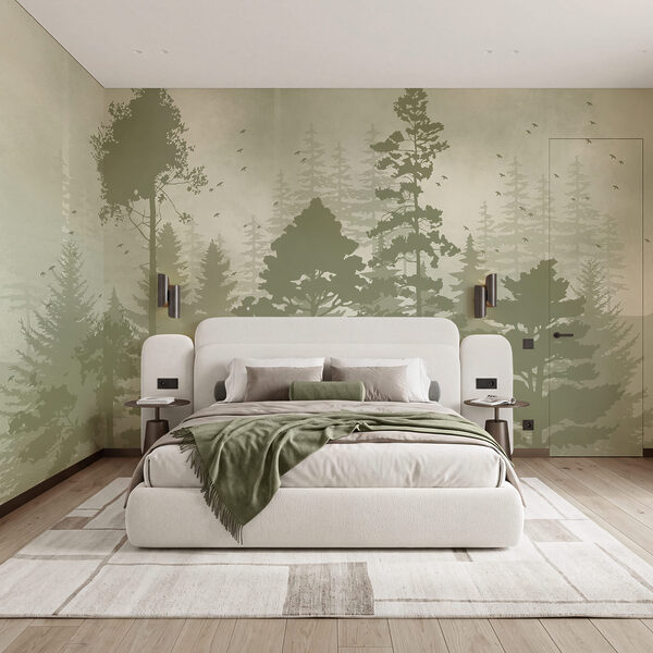 Groupe d'arbres avec des oiseaux en vol Groupe d'arbres avec des oiseaux en vol