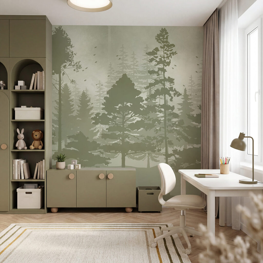 Groupe d'arbres avec des oiseaux en vol Groupe d'arbres avec des oiseaux en vol