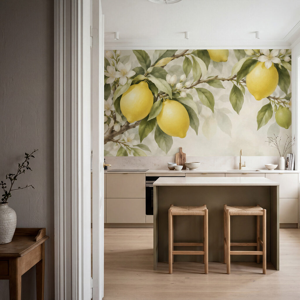 Des citrons sur une branche d'arbre