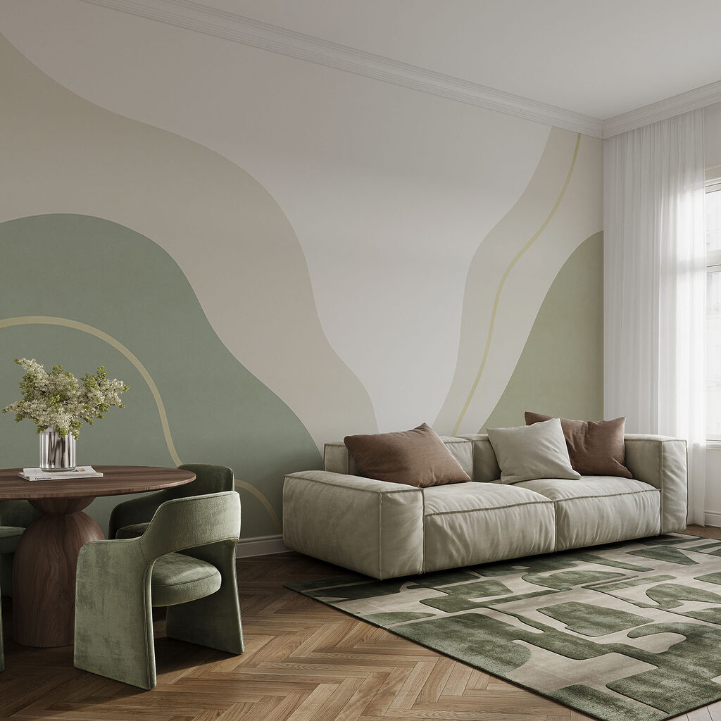 Art abstrait vert et blanc
