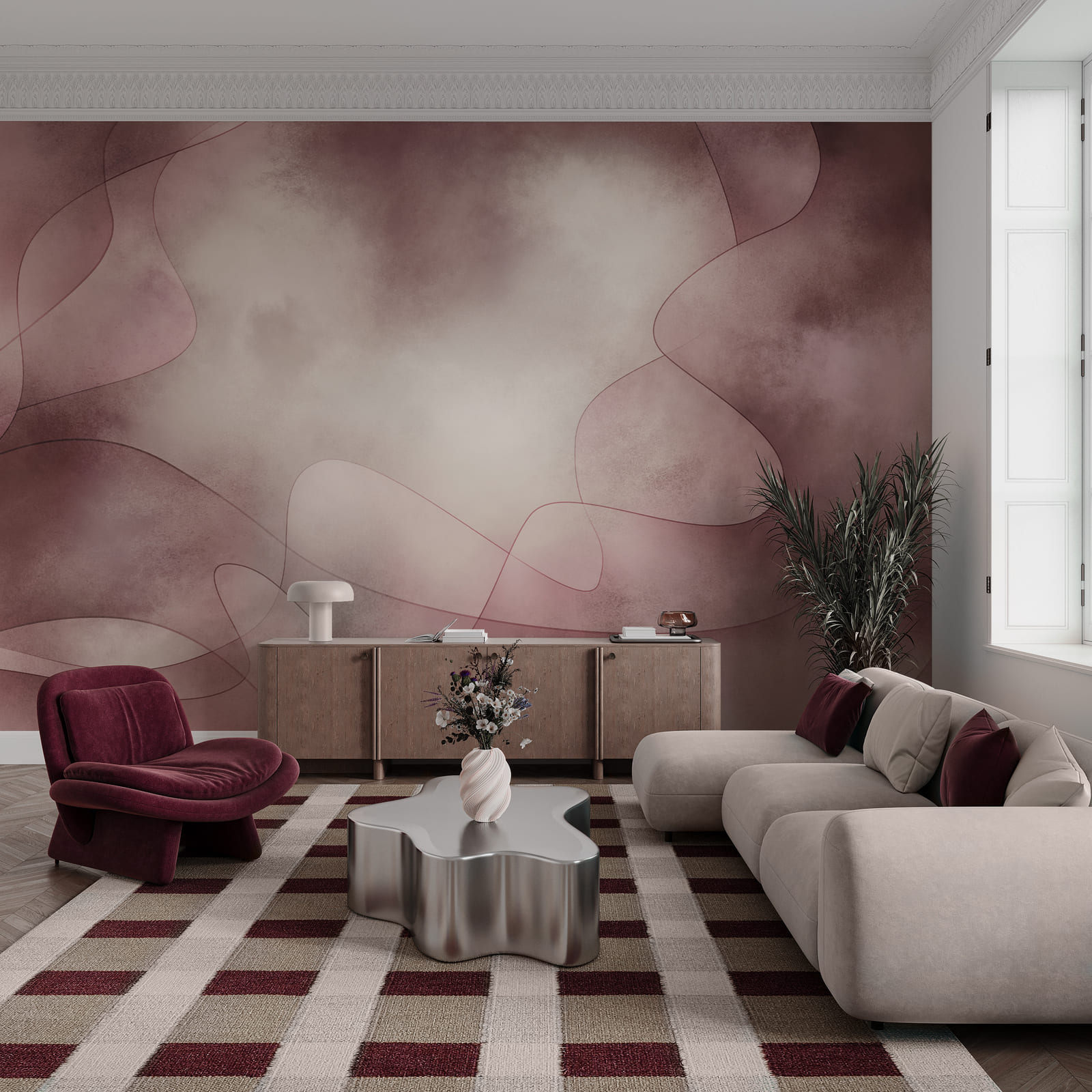 Fond rose et blanc