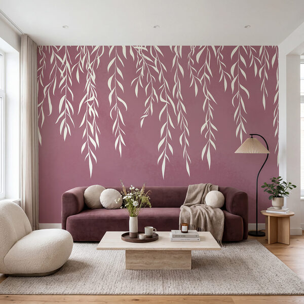 Papier peint Des feuilles blanches sur fond violet (UGS : t01020v4) Papier peint Papier peint Des feuilles blanches sur fond violet (UGS : t01020v4)