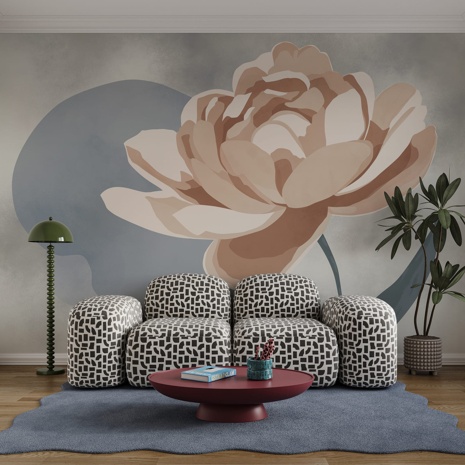 Fleur avec des feuilles sur une tige Fleur avec des feuilles sur une tige