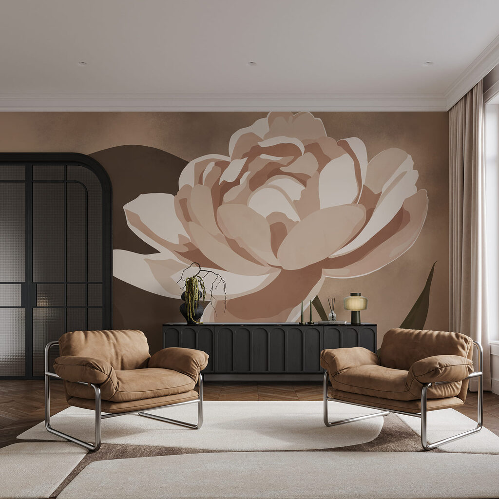 Fleur avec des feuilles sur une tige Fleur avec des feuilles sur une tige