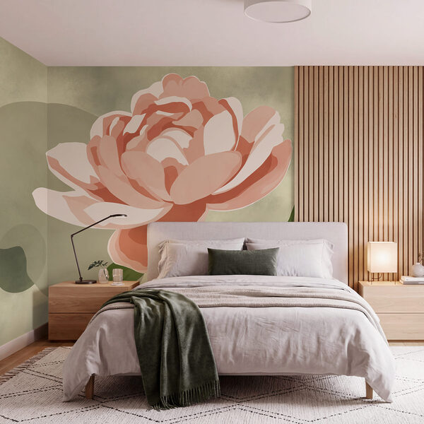 Fleur rose avec des feuilles vertes Fleur rose avec des feuilles vertes