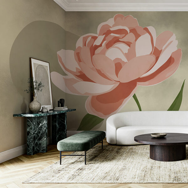 Fleur rose avec des feuilles vertes Fleur rose avec des feuilles vertes