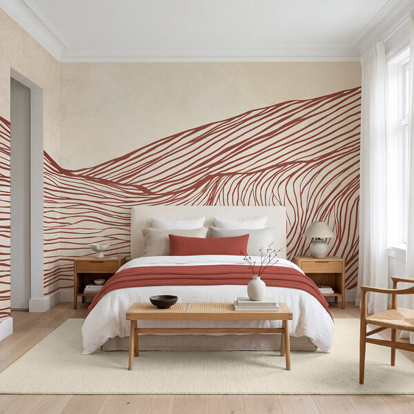 Papier peint Des lignes rouges sur fond blanc (UGS : t01023v4) Papier peint Papier peint Des lignes rouges sur fond blanc (UGS : t01023v4)