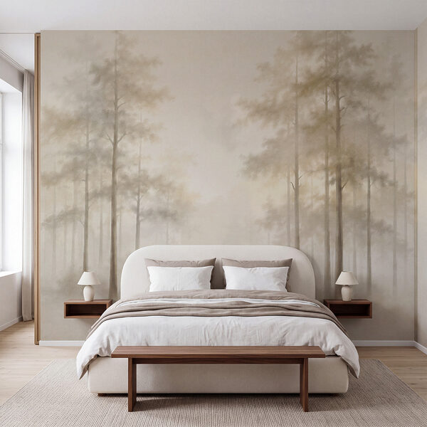 Papier peint Papier peint Forêt brumeuse avec des arbres (UGS : t01056)