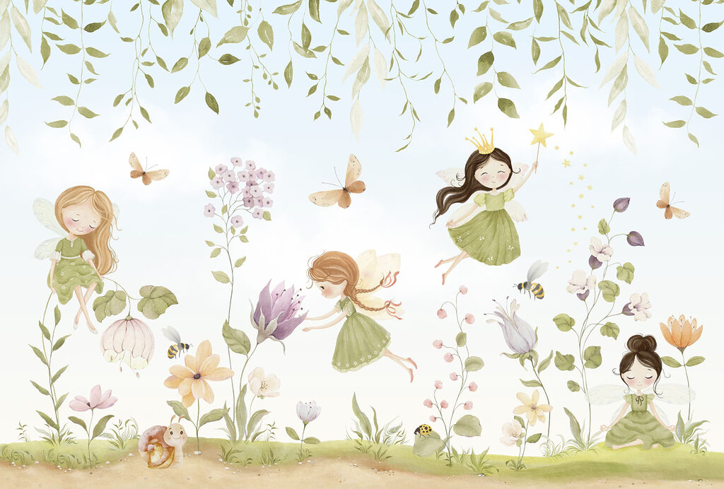 Papier peint Des fées enchanteresses dans un jardin féérique (UGS : w03528)