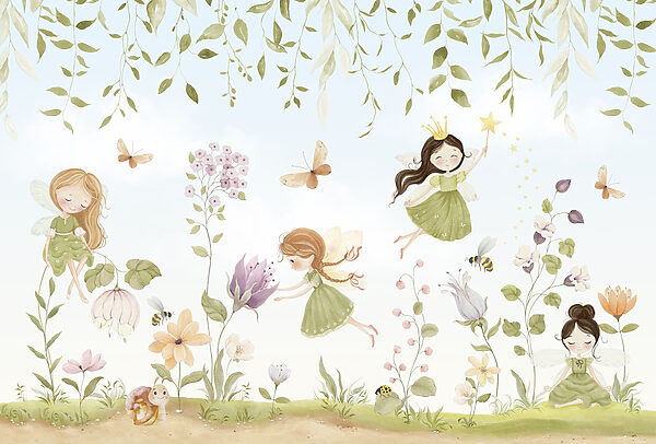 Papier peint Des fées enchanteresses dans un jardin féérique (UGS : w03528)