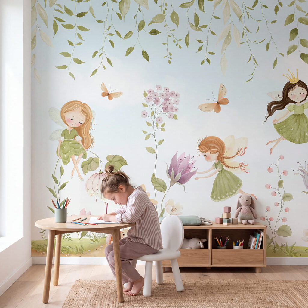 Papier peint Des fées enchanteresses dans un jardin féérique (UGS : w03528)