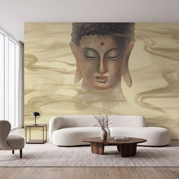 Papier peint Papier peint Peinture représentant une tête de Bouddha (UGS : t01012)