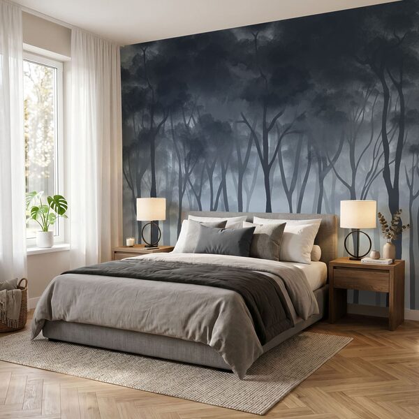 Papier peint Papier peint Groupe d'arbres dans le brouillard (UGS : t01049v1)