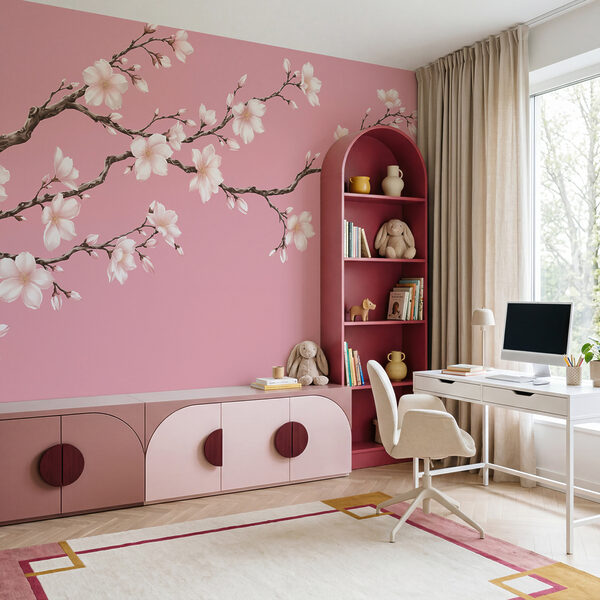 Papier peint Branche à fleurs blanches (UGS : t01044)