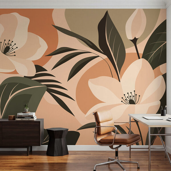 Papier peint Des fleurs aux couleurs douces sur un fond chaud (UGS : t01045)