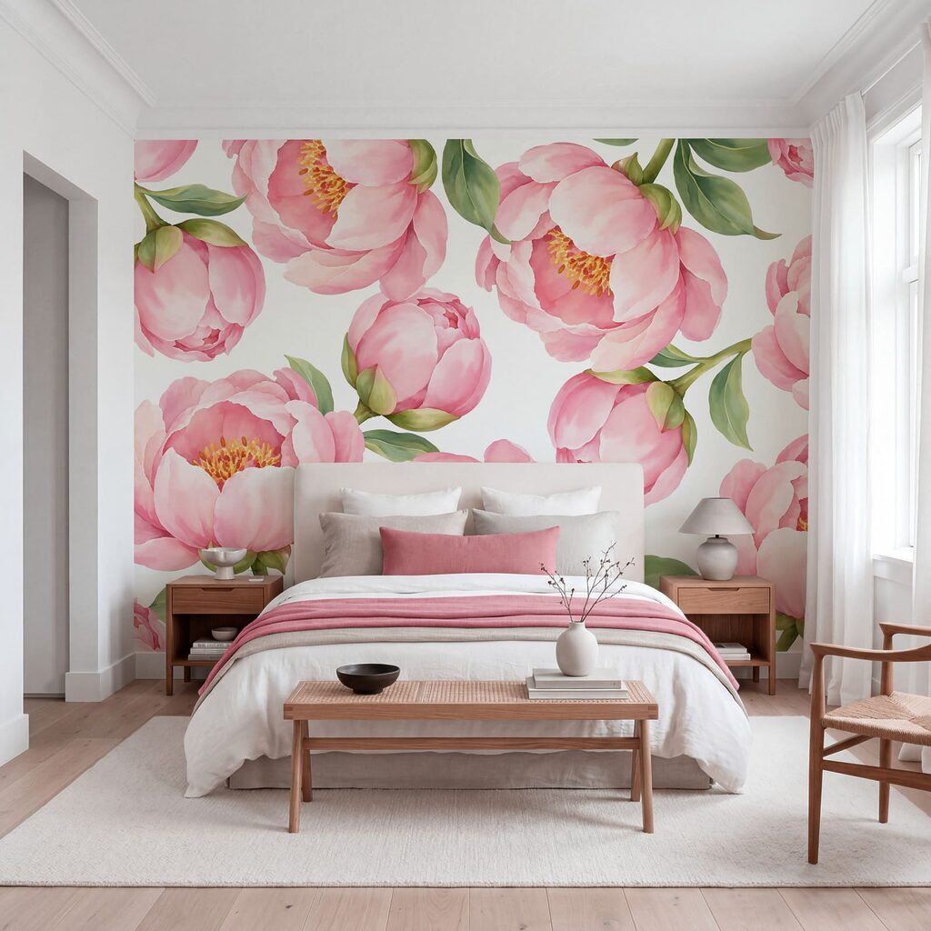 Papier peint Motif de fleurs roses (UGS : t01096) Papier peint Motif de fleurs roses (UGS : t01096)