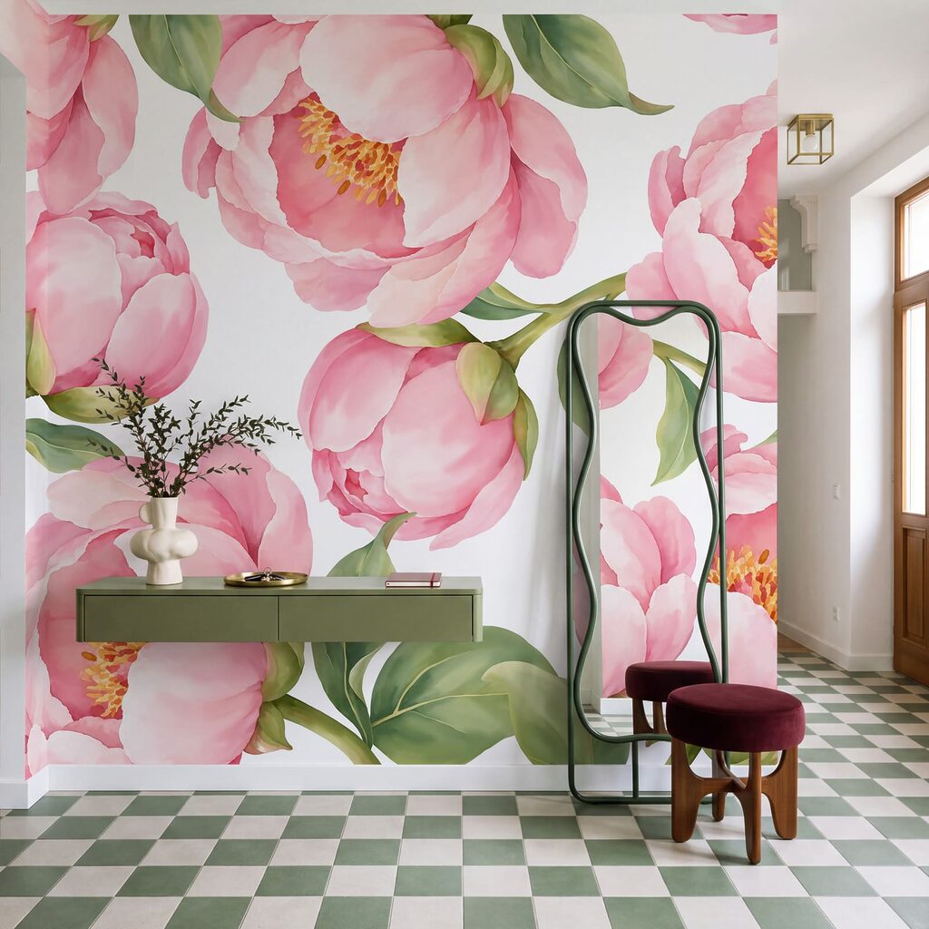 Papier peint Motif de fleurs roses (UGS : t01096) Papier peint Motif de fleurs roses (UGS : t01096)
