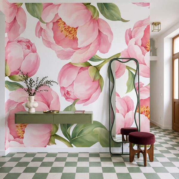 Papier peint Motif de fleurs roses (UGS : t01096) Papier peint Motif de fleurs roses (UGS : t01096)