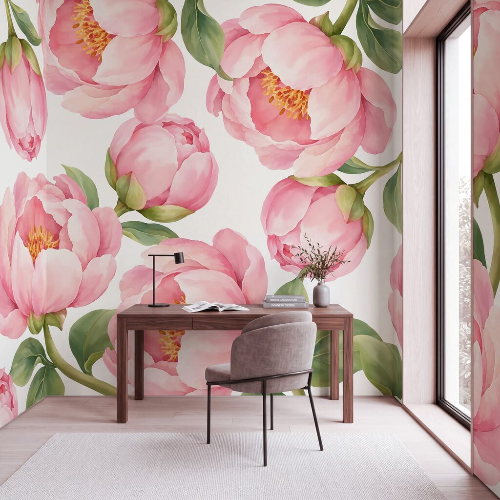 Papier peint Motif de fleurs roses (UGS : t01096) Papier peint Motif de fleurs roses (UGS : t01096)