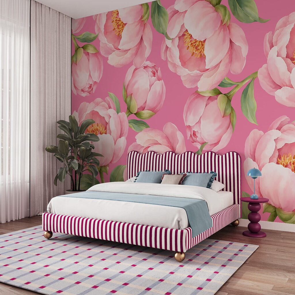 Papier peint Des fleurs roses sur un fond rose (UGS : t01096v4) Papier peint Des fleurs roses sur un fond rose (UGS : t01096v4)