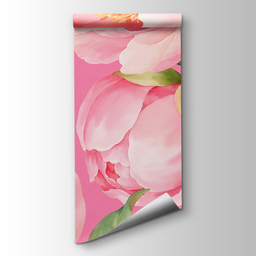 Papier peint Des fleurs roses sur un fond rose (UGS : t01096v4) Papier peint Des fleurs roses sur un fond rose (UGS : t01096v4)