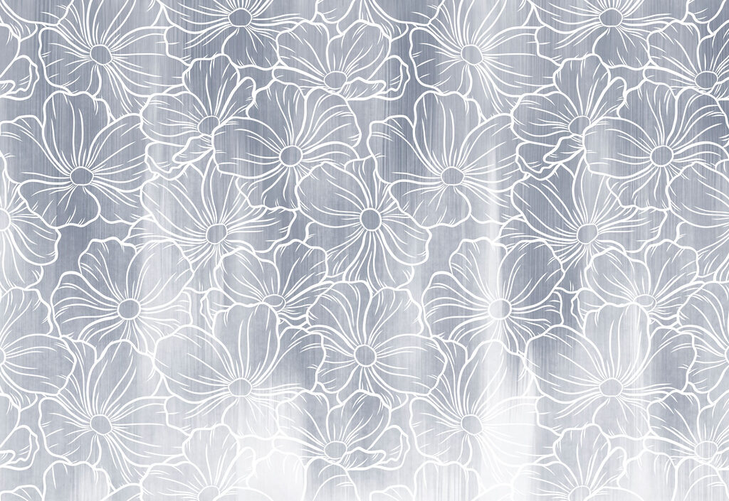 Papier peint Des fleurs blanches sur fond gris (UGS : t01098v2) Papier peint Des fleurs blanches sur fond gris (UGS : t01098v2)